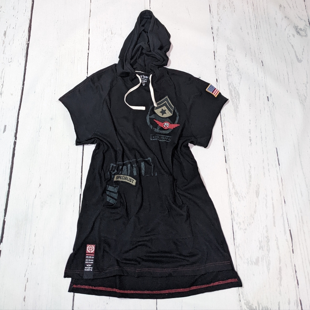 KNICKERBOCKER Hoodie Black Short Sleeve Sweatshirt